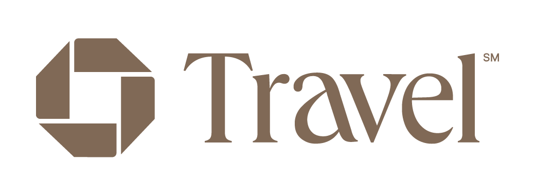 The image shows a stylized logo featuring a geometric shape beside the text "Travel."